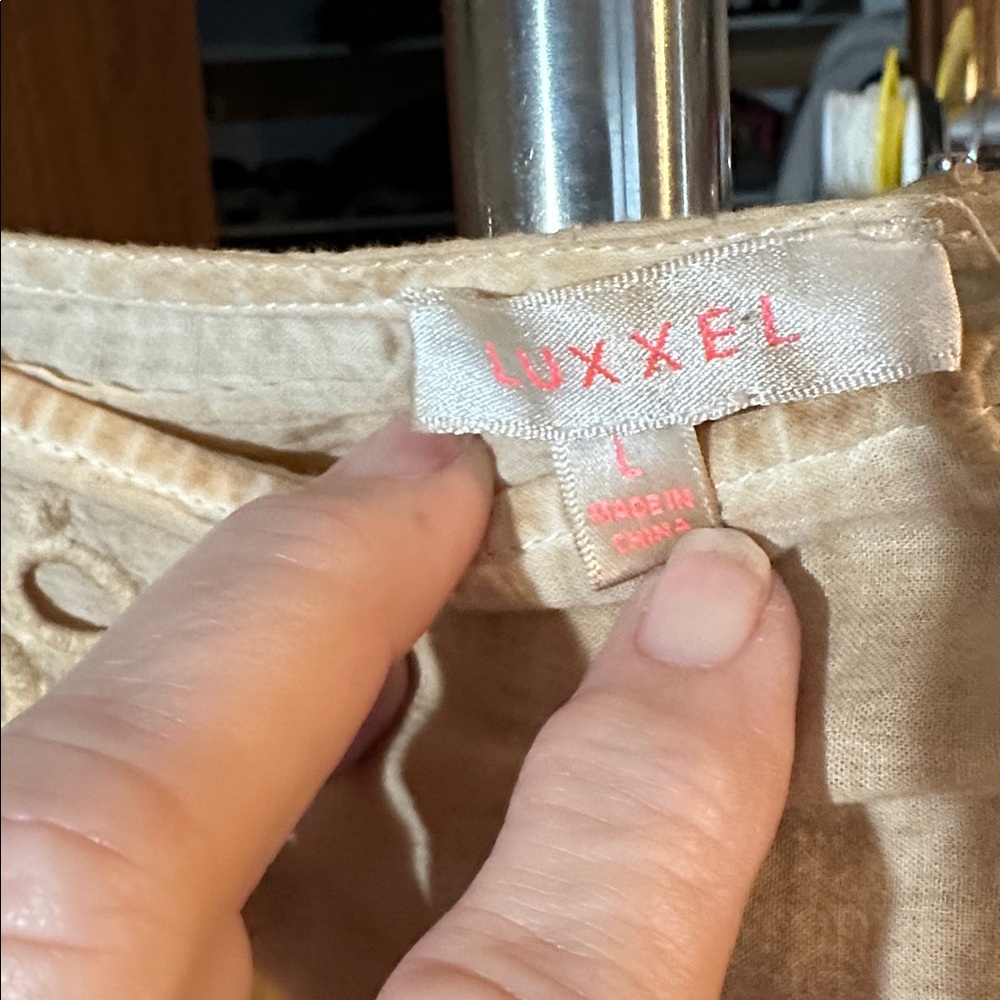 Luxxel Tan Eyelet strapless dress or maxi skirt - Picture 2 of 5